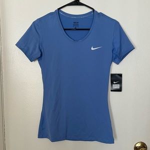 Women Nike Short Sleeve V Neck T Shirt in Blue